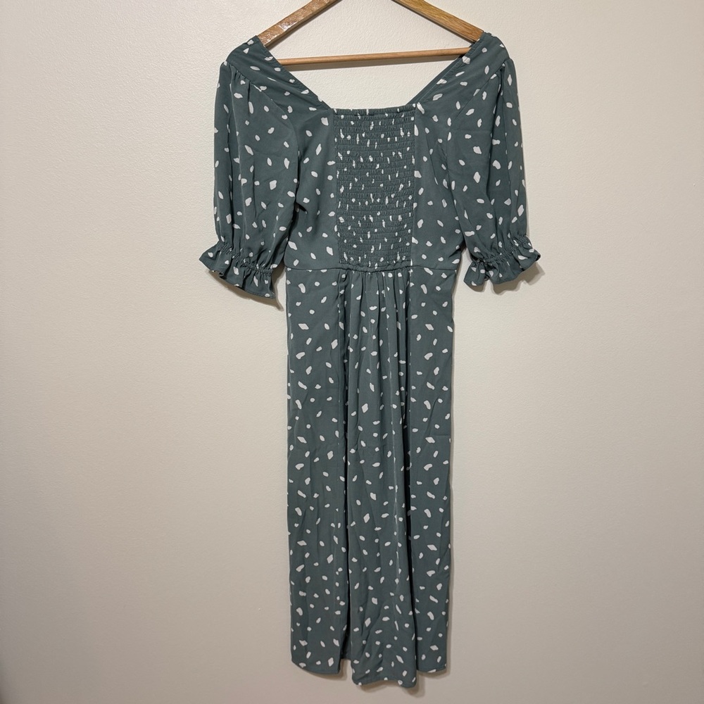 Abercrombie & Fitch Polka Dot Midi Dress Size XS Teal Green - Picture 6 of 7